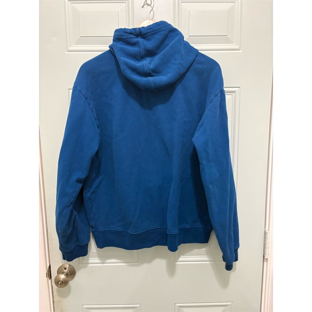 GAP Hoodie Mens Size L Blue Pullover Chenille Logo Heavyweight Fleece - Picture 5 of 7